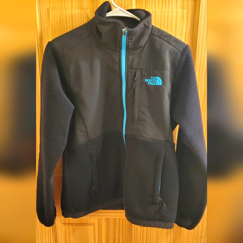Vintage Rare North Face Denali Black with Light Blue Accents Fleece Jacket